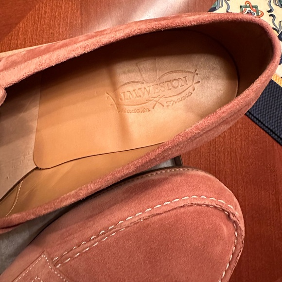 J.M. Weston - 180 Moccasin Suede Penny Loafers - Picture 7 of 9